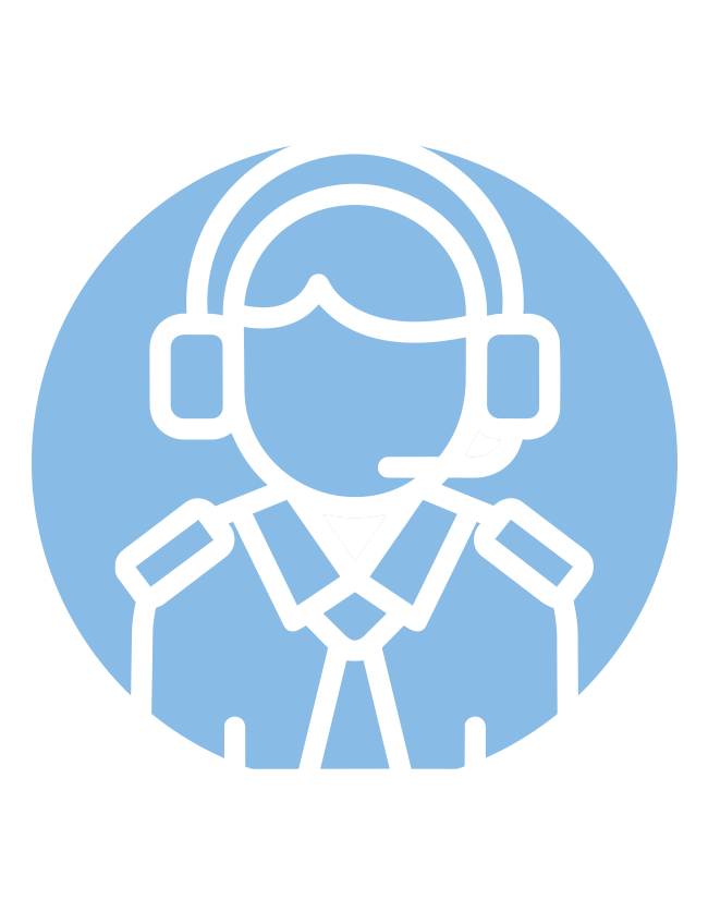 Icon Pilot in weiss auf blauem Hintergrund.